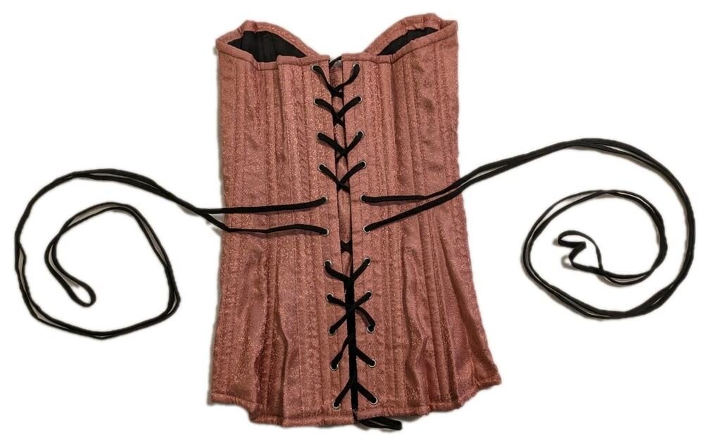 Daisy Corsets Womens XS Pink Brocade Lace Up Corset Top Steampunk Gothic